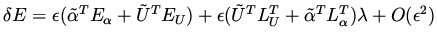 $\displaystyle \delta E =\epsilon ( \tilde\alpha ^T E_\alpha + \tilde U^T E _U) ...
...n (
\tilde U^T L_U^T + \tilde \alpha ^T L _\alpha ^T ) \lambda + O(\epsilon ^2)$