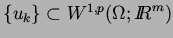 $\{u_k\}\subset W^{1,p}(\Omega;{I\!\! R}^m)$