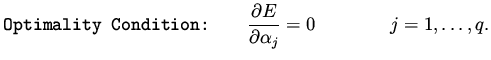 $\displaystyle \mbox{\tt Optimality Condition:} \qquad \frac{\partial E}{\partial \alpha _j} = 0 \qquad \qquad j=1, \dots, q.$