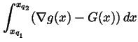 $\displaystyle \int_{x_{q_{_1}}}^{x_{q_2}}(\nabla
g(x)-G(x))\,dx$