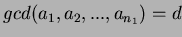 $gcd(a_1,a_2,...,a_{n_1})=d$