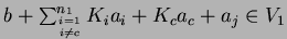 $b+ \sum^{n_1}_{i=1 \atop i
\ne c} K_ia_i + K_c a_c+a_j \in V_1$