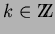 $k \in \hbox{Z\kern-.35em\hbox{Z}}$