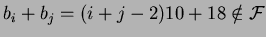 $b_i+b_j=(i+j-2)10+18 \notin {\cal {F}}$