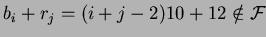 $b_i+r_j=(i+j-2)10+12 \notin \cal
F$