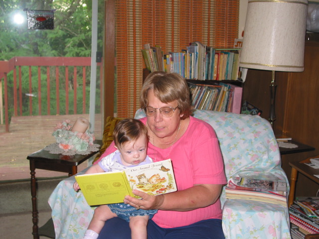 Grandma reading to Ariella