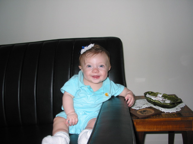Lounging on Aunt Monica's couch