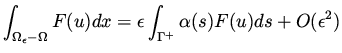 $\displaystyle \int _{\Omega _\epsilon - \Omega} F(u) dx = \epsilon \int _{\Gamma ^{+} } \alpha (s) F(u) ds + O(\epsilon ^2)$