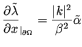 $\displaystyle \frac{\partial \tilde \lambda } { \partial x}_{\vert _{\partial\Omega}} = \frac{\vert k\vert^2}{\beta ^2} \tilde \alpha$