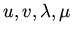 $u,v,\lambda,\mu$