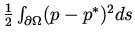 $\frac{1}{2} \int _{\partial\Omega} ( p - p^* ) ^2 ds$