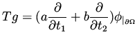 $\displaystyle T g = (a \frac{\partial }{\partial t_1} + b \frac{\partial }{\partial t_2}) \phi _{\vert _{\partial\Omega}}$