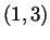 $(1,3)$