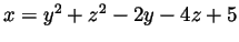 $x=y^2+z^2-2y-4z+5$