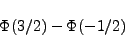 \begin{displaymath}
\Phi(3/2)-\Phi(-1/2)
\end{displaymath}